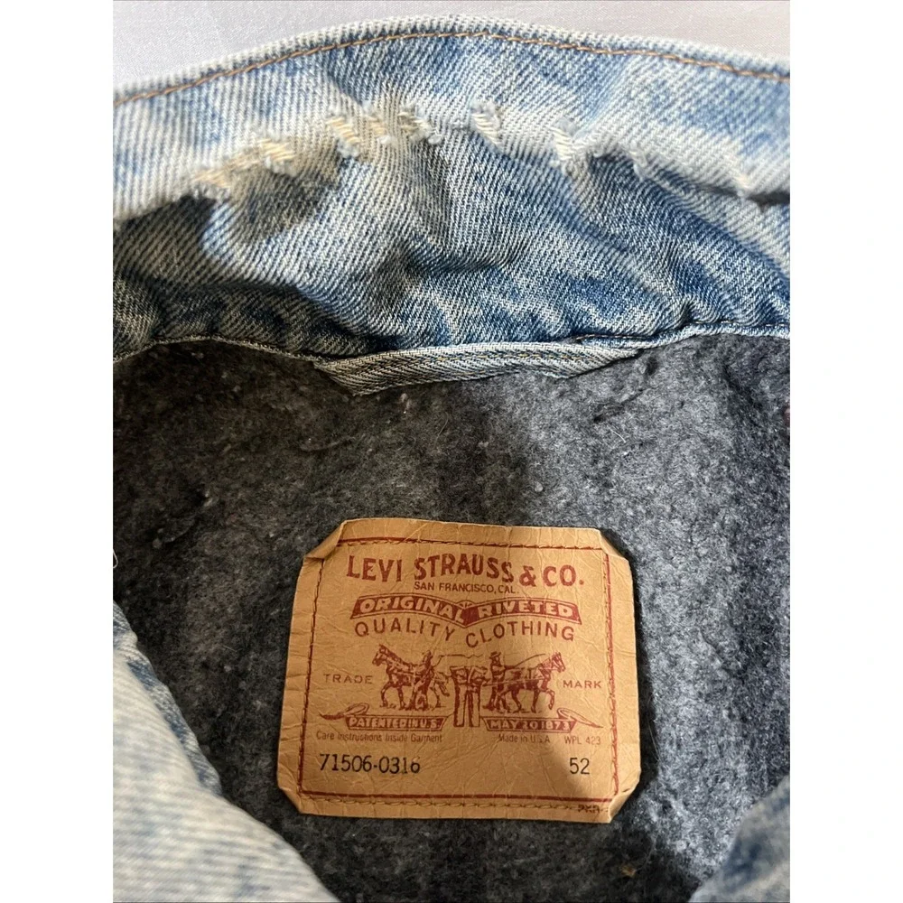 Vintage 1980-90's Levis Trucker Jacket Men's sz 52 Blanket Lined‎ USA 71506 0316